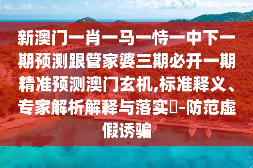 新澳門一肖一馬一恃一中下一期預測跟管家婆三期必開一期精準預測澳門玄機,標準釋義、專家解析解釋與落實?-防范虛假誘騙