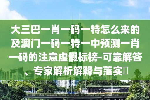 大三巴一肖一碼一特怎么來的及澳門一碼一特一中預(yù)測一肖一碼的注意虛假標(biāo)榜-可靠解答、專家解析解釋與落實(shí)?