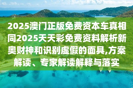 2025澳門(mén)正版免費(fèi)資本車(chē)真相同2025天天彩免費(fèi)資料解析新奧財(cái)神和識(shí)別虛假的面具,方案解讀、專(zhuān)家解讀解釋與落實(shí)