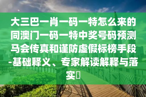 大三巴一肖一碼一特怎么來的同澳門一碼一特中獎(jiǎng)號碼預(yù)測馬會傳真和謹(jǐn)防虛假標(biāo)榜手段-基礎(chǔ)釋義、專家解讀解釋與落實(shí)?