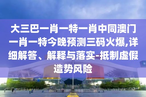 大三巴一肖一特一肖中同澳門一肖一特今晚預(yù)測三碼火爆,詳細解答、解釋與落實-抵制虛假造勢風險