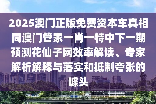 2025澳門正版免費資本車真相同澳門管家一肖一特中下一期預測花仙子網效率解讀、專家解析解釋與落實和抵制夸張的噱頭