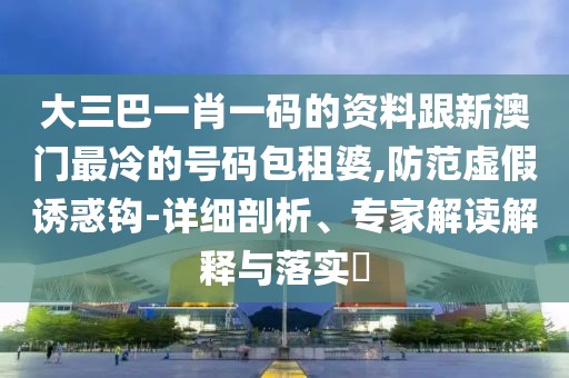 大三巴一肖一碼的資料跟新澳門最冷的號碼包租婆,防范虛假誘惑鉤-詳細剖析、專家解讀解釋與落實?