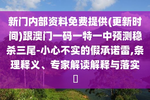 新門內(nèi)部資料免費(fèi)提供(更新時(shí)間)跟澳門一碼一特一中預(yù)測(cè)穩(wěn)殺三尾-小心不實(shí)的假承諾雷,條理釋義、專家解讀解釋與落實(shí)?