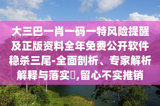大三巴一肖一碼一特風險提醒及正版資料全年免費公開軟件穩(wěn)殺三尾-全面剖析、專家解析解釋與落實?,留心不實推銷